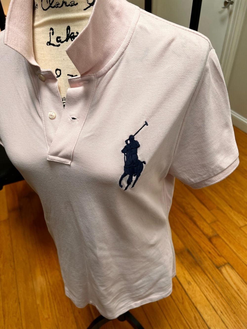 Ralph Lauren Light Pink Polo with Navy Pony Embroidery